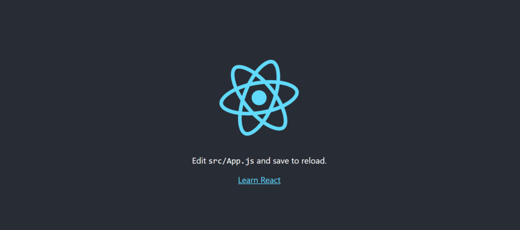 Página de exemplo inicial de projetos React.