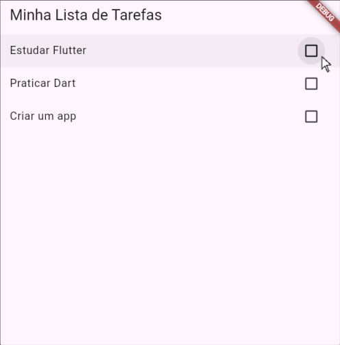 Demonstração aplicativo lista de tarefas Flutter.